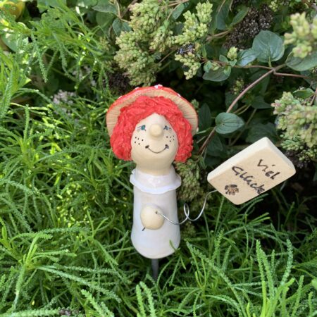 Pilzkind Fliegenpilz viel Glück Gartenkeramik